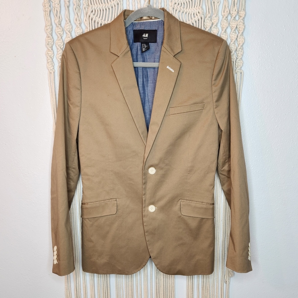 H&M Mens blazer sz 36R tan khaki suit coat  career casual business
